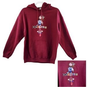 Kanye West GRADUATION Themed Dropout Bear Mascot Maroon Red Hoodie Men's Size M